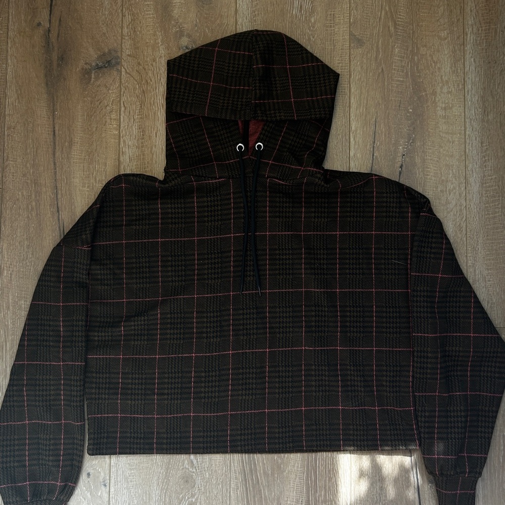 CALIFORNIA MOON RISE - Brown and red cropped hoodie